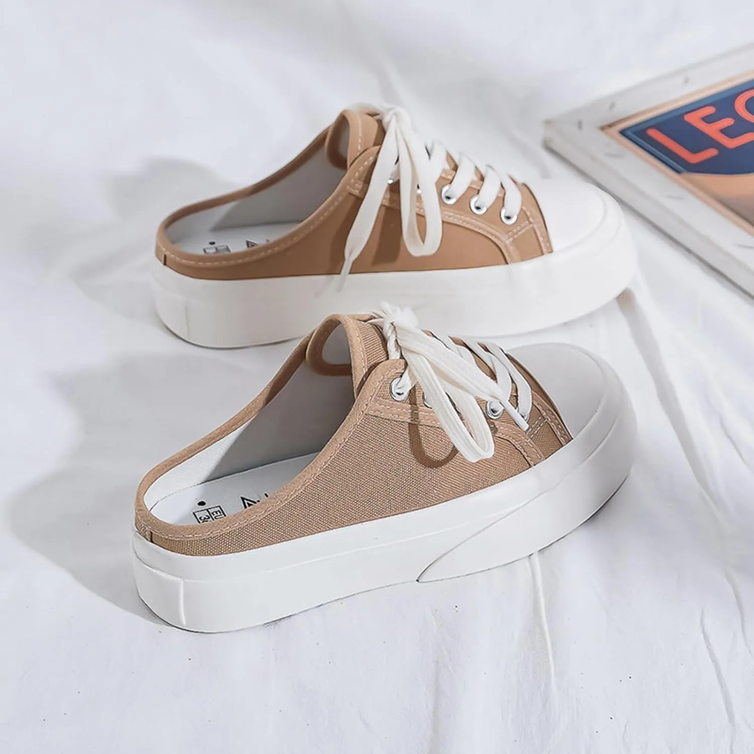 2025 Women Canvas Mules Memory Foam Clipper Fashion Sneakers Comfortable Slip-On Backless Holiday,Comfortable Casual Shoes,Slip on Mules Sneakers