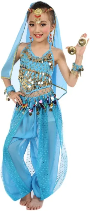 2Pcs Girls Sequin Fringe Dress Cha Cha Tassel Latin Dance Dress & Shorts, Adjustable Spaghetti Strap 5~13 Years
