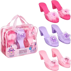 3-Pack Princess Shoe Set - Dress Up Royalty Kids Heels Slip On Shoes - Pastel Colored Princess Dress Up Shoes, Pretend Play High Heels for Kids - Fits Toddler Size 7-10