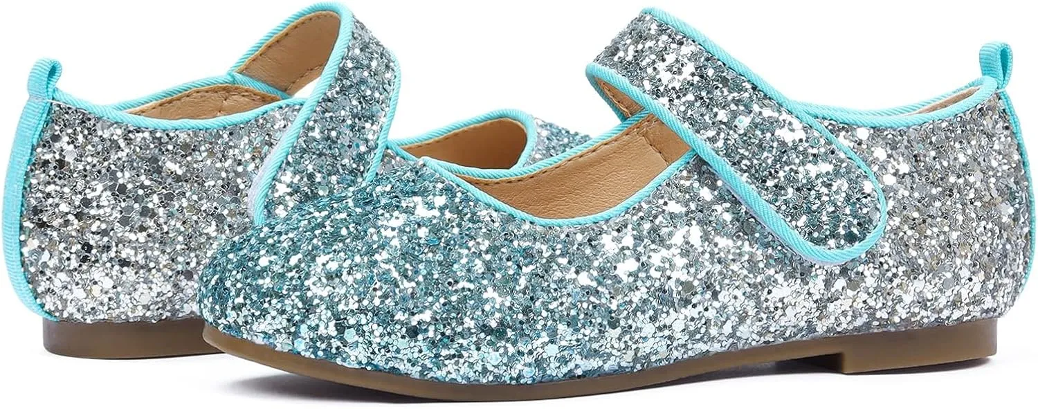 ADAMUMU Girls Dress Up Shoes Sparkly Shoes for Girls Princess Mary Jane School Uniform Dress Shoes in Performance, Prom and Graduation for Toddler/Little/Big Kids