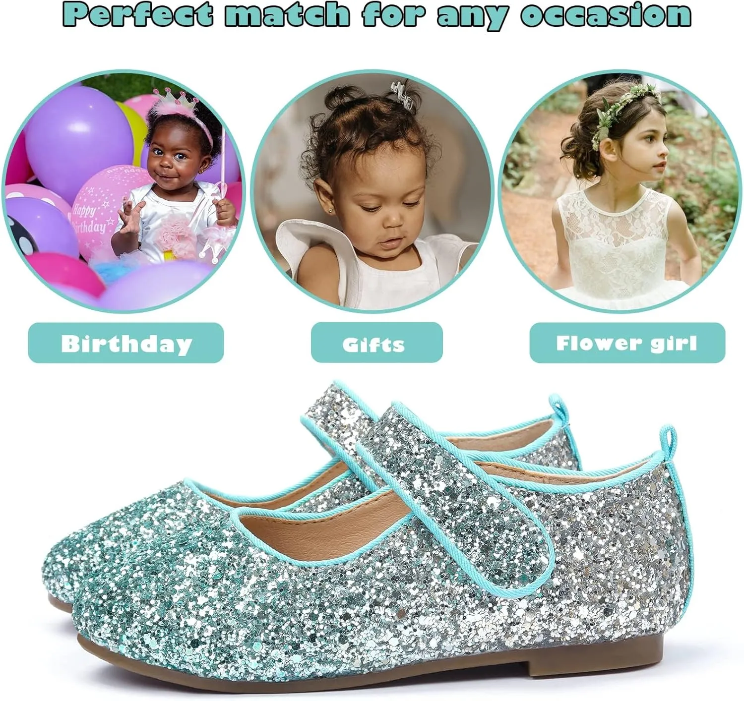 ADAMUMU Girls Dress Up Shoes Sparkly Shoes for Girls Princess Mary Jane School Uniform Dress Shoes in Performance, Prom and Graduation for Toddler/Little/Big Kids