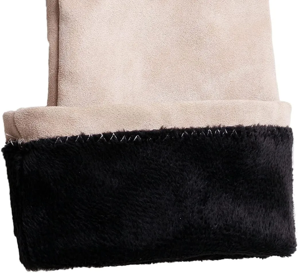 Agodor Women's Kitten Heel Thigh High Boots Pointed Toe Suede Over The Knee Boots