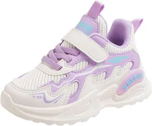 All Seasons Children Sports Shoes Girls Flat Lightweight Mesh Breathable and Comfortable Solid Lace Shoes