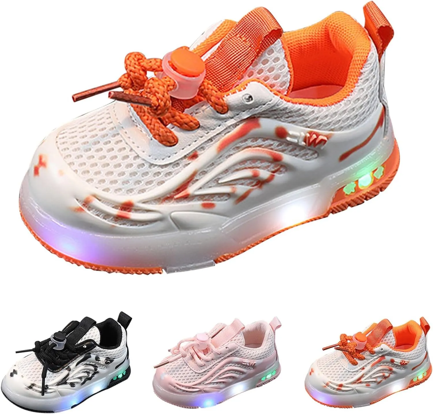 Baby Infant Light Up Flash LED Light Breathable Sneakers Toddler Kids Luminous Sports Mesh Athletic Walking Running Shoes
