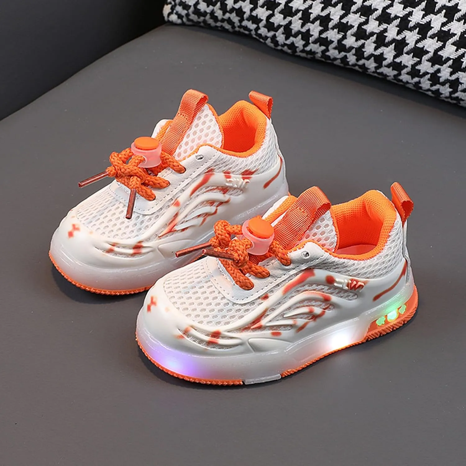 Baby Infant Light Up Flash LED Light Breathable Sneakers Toddler Kids Luminous Sports Mesh Athletic Walking Running Shoes