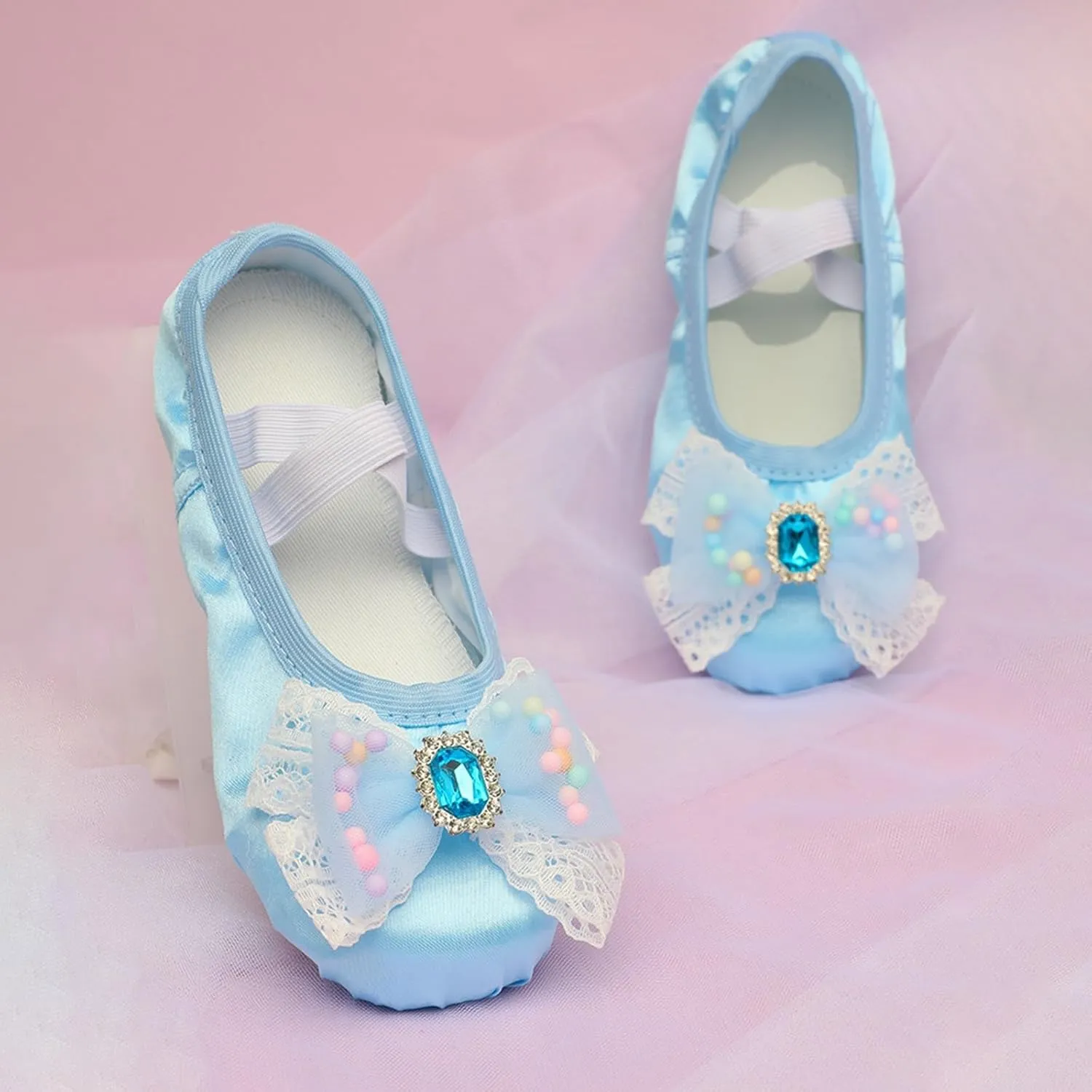 Ballet Shoes for Girls Ballet Slippers Cute Bowknot Dance Shoes Soft Flat Slipper for Toddler/Little Kid/Big Kid