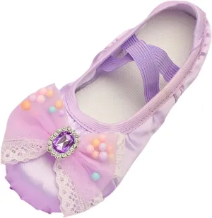 Ballet Shoes for Girls Ballet Slippers Cute Bowknot Dance Shoes Soft Flat Slipper for Toddler/Little Kid/Big Kid