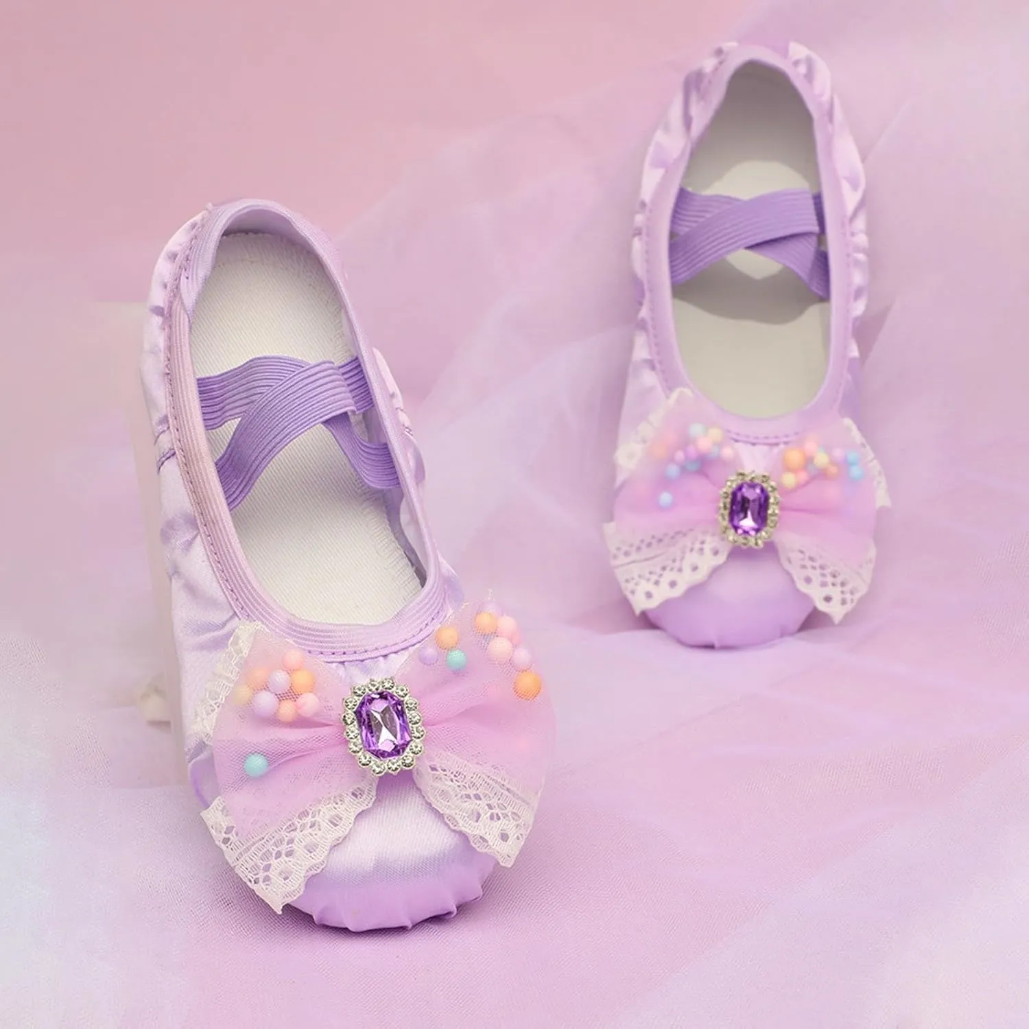Ballet Shoes for Girls Ballet Slippers Cute Bowknot Dance Shoes Soft Flat Slipper for Toddler/Little Kid/Big Kid