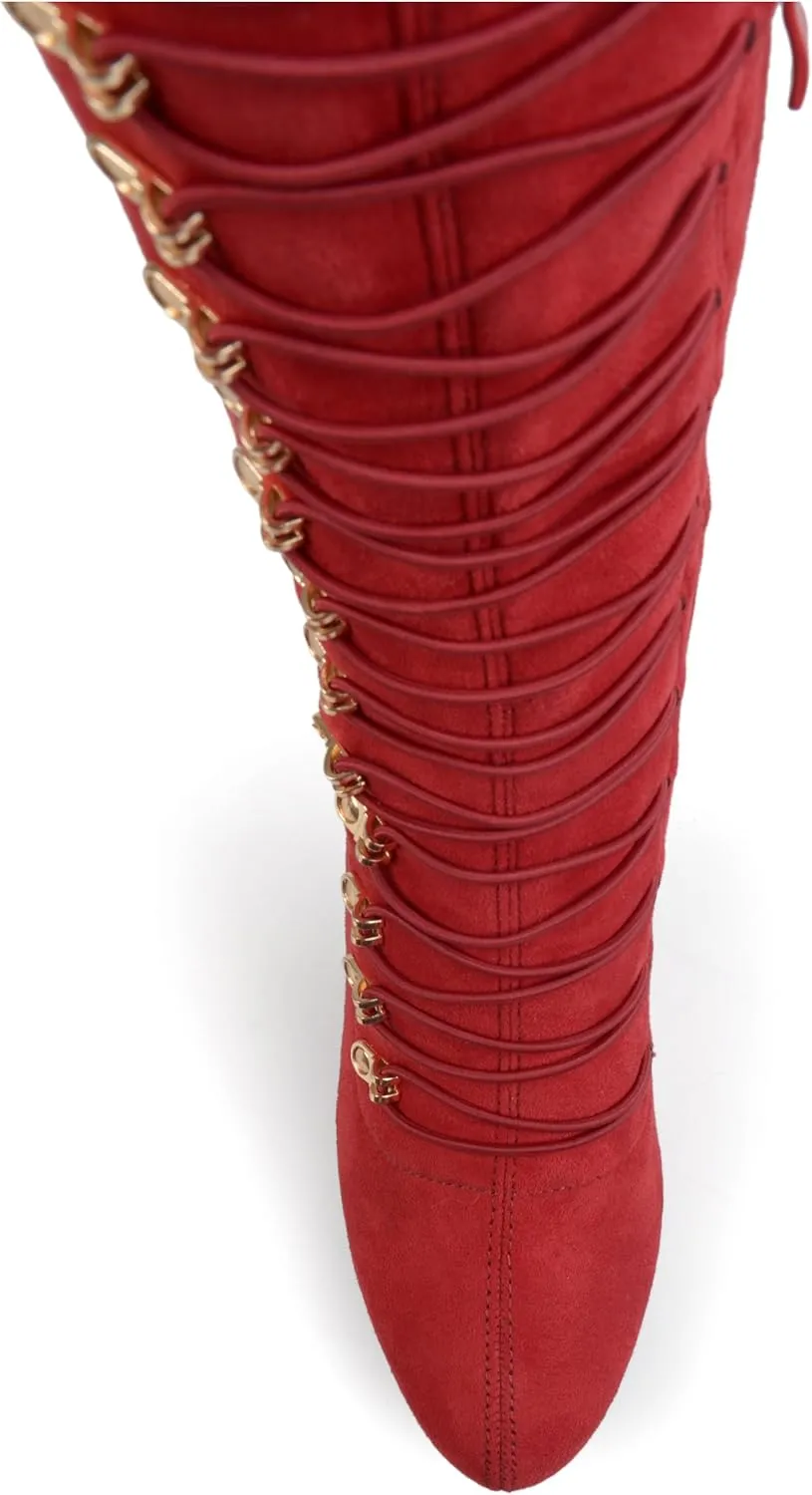 Brinley Co. Womens Regular and Wide Calf Vintage Almond Toe Over-the-knee Boots