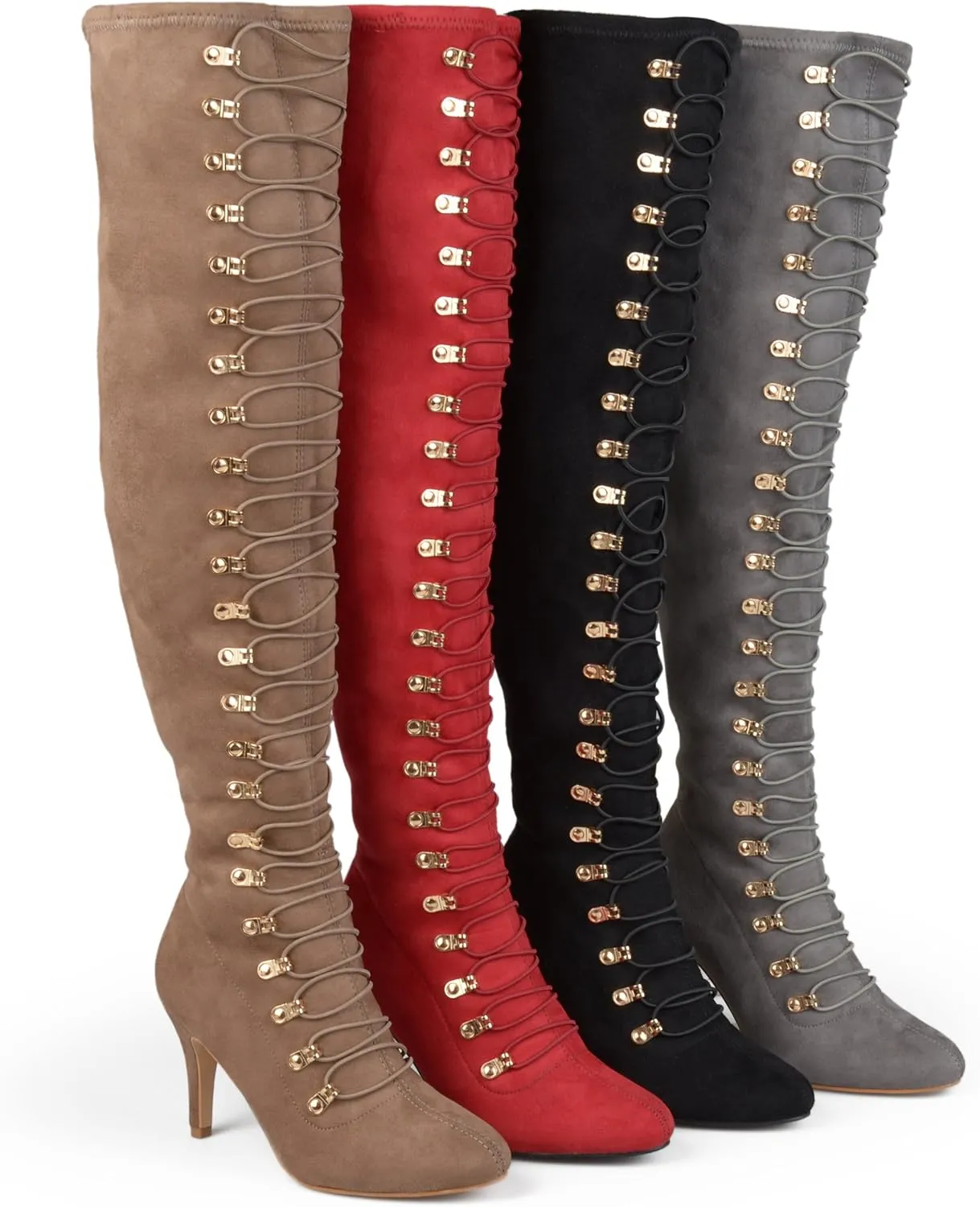 Brinley Co. Womens Regular and Wide Calf Vintage Almond Toe Over-the-knee Boots