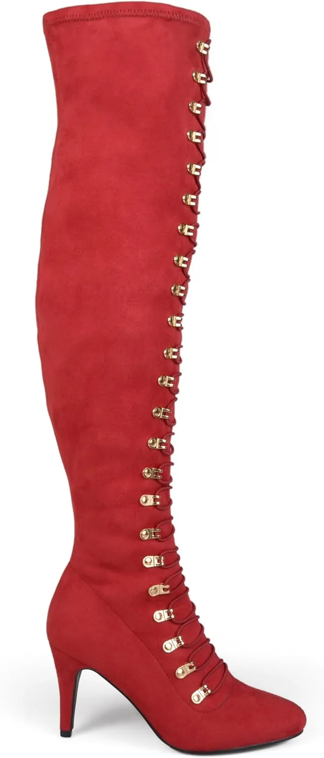 Brinley Co. Womens Regular and Wide Calf Vintage Almond Toe Over-the-knee Boots