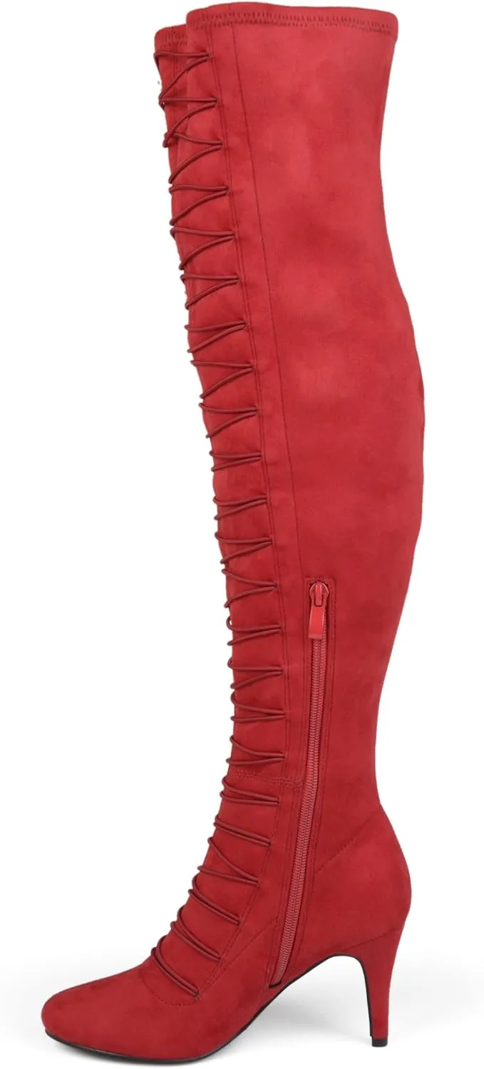 Brinley Co. Womens Regular and Wide Calf Vintage Almond Toe Over-the-knee Boots