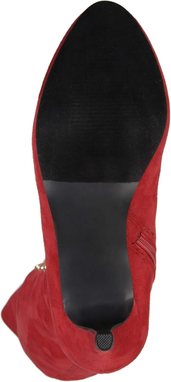 Brinley Co. Womens Regular and Wide Calf Vintage Almond Toe Over-the-knee Boots