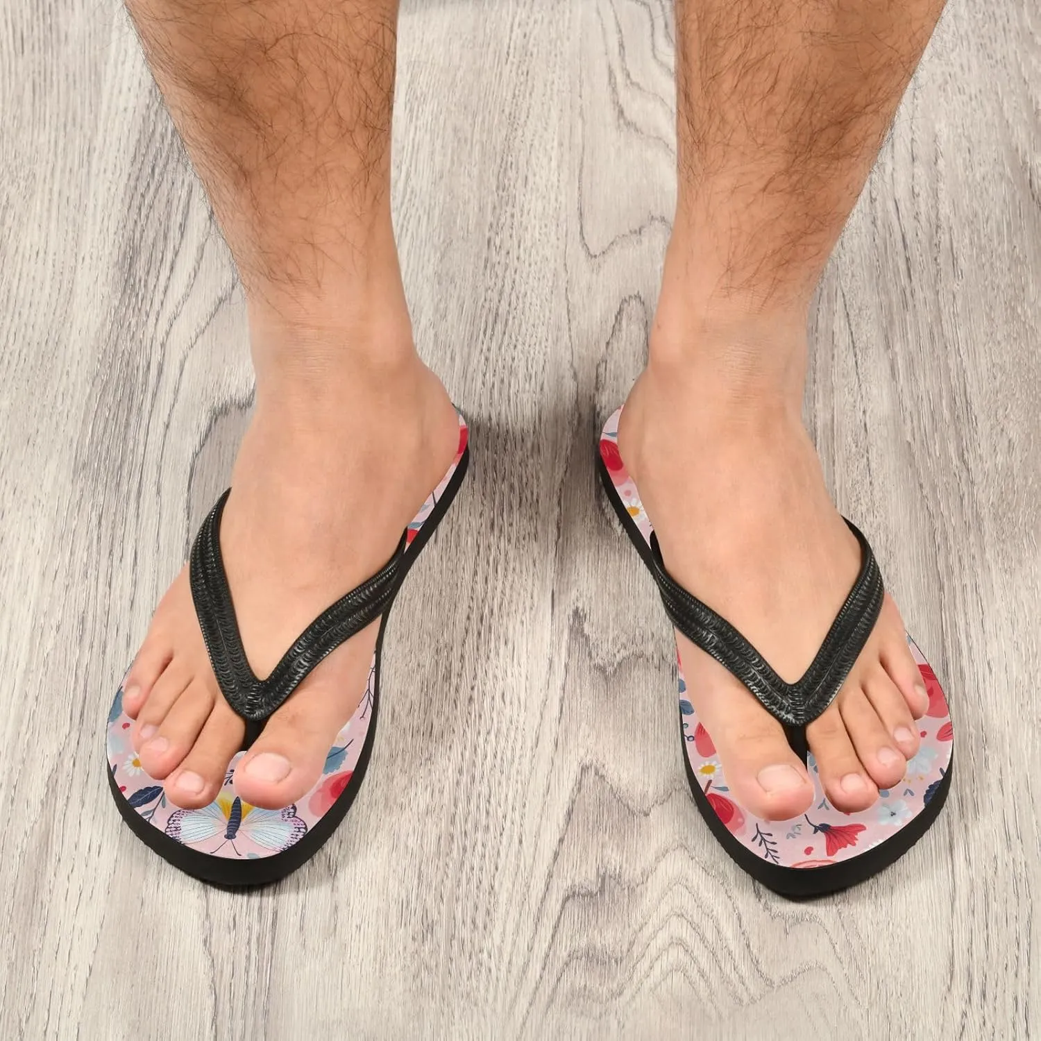 Butterfly Colorful Flowers Womens Flip Flops Sandals Beach Sandals