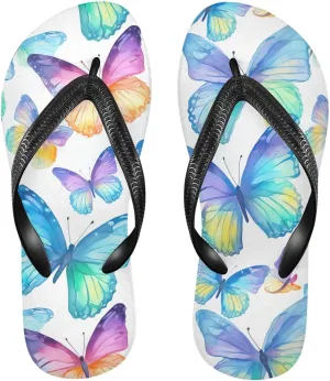 Butterfly Colorful Womens Flip Flops Sandals Rubber Shower Shoes