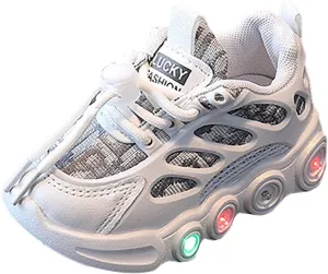 Children LED Light Strip Shoes Lace Up Canvas Shoes Kids Casual Shoes Light Up Shoes Kids Girls Sneaker Shoes