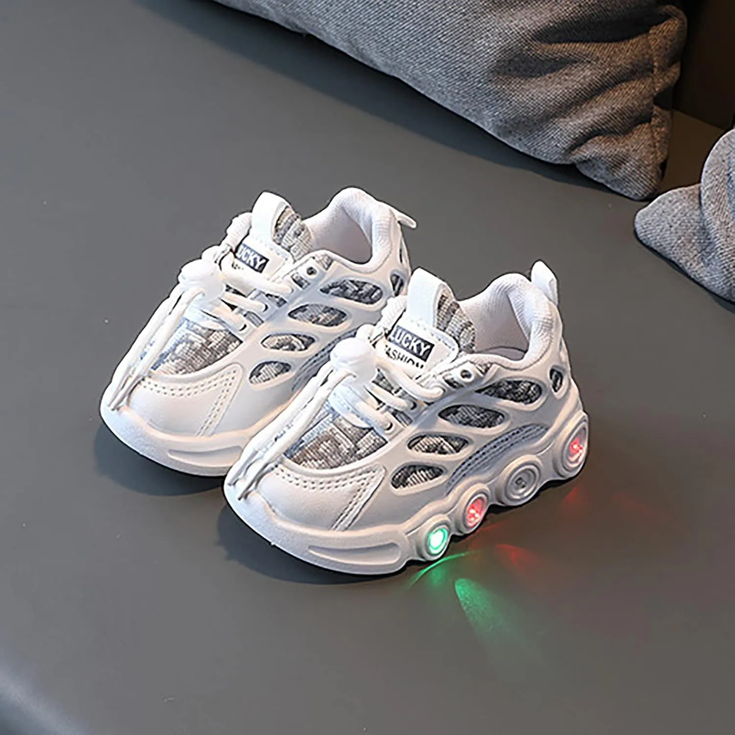 Children LED Light Strip Shoes Lace Up Canvas Shoes Kids Casual Shoes Light Up Shoes Kids Girls Sneaker Shoes