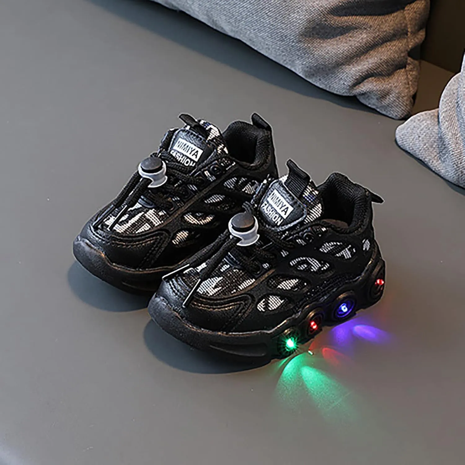 Children LED Light Strip Shoes Lace Up Canvas Shoes Kids Casual Shoes Light Up Shoes Kids Girls Sneaker Shoes