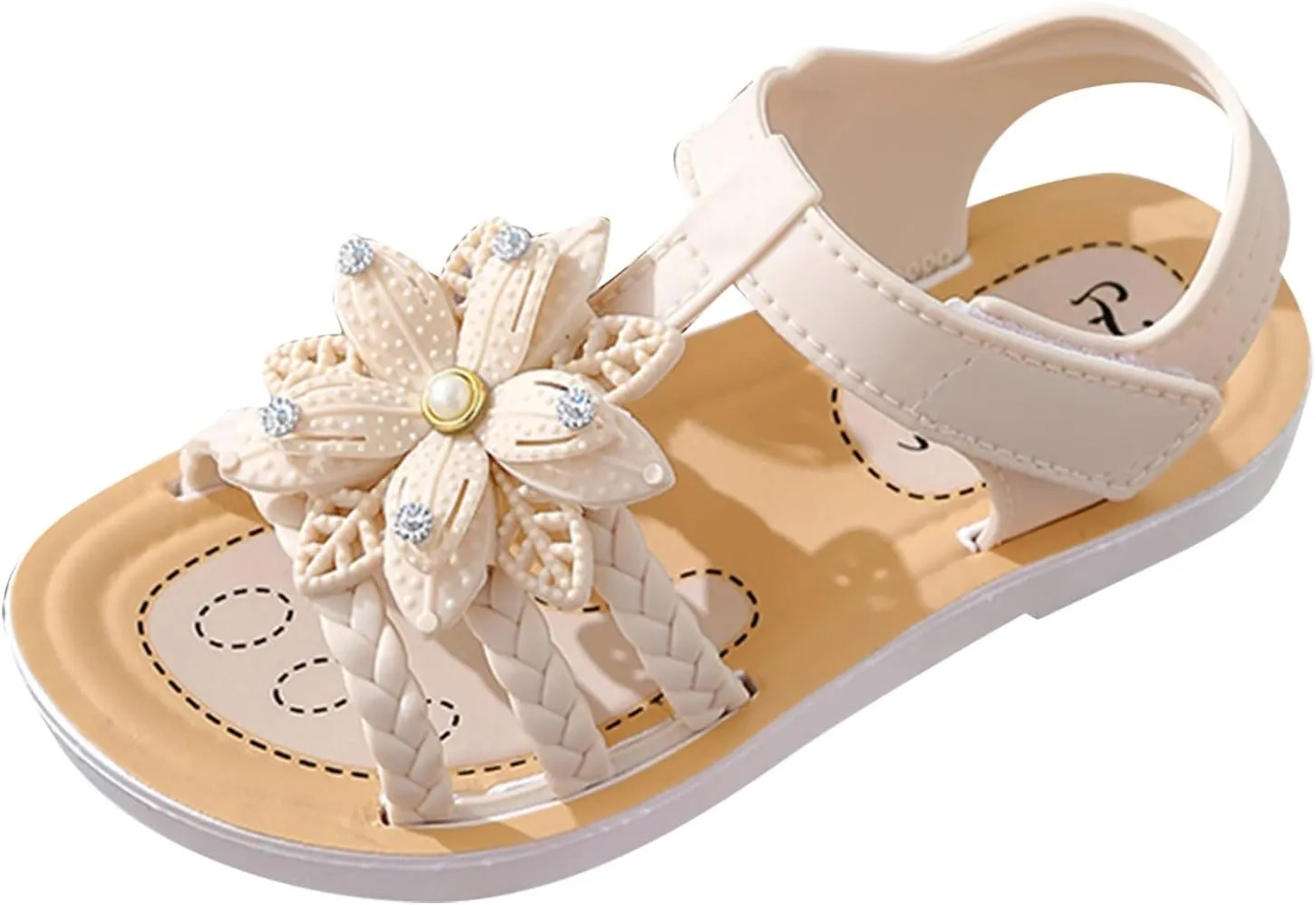 Children Sandals Soft Flat Shoes Fashion Comfortable Bow Soft Bottom Waterproof Size 7 Toddler Shoes Girls Sandals (White, 4.5-5 Years Little Child)