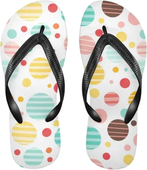 Colorful Dots Funny Womens Flip Flops Sandals Thong Sandals
