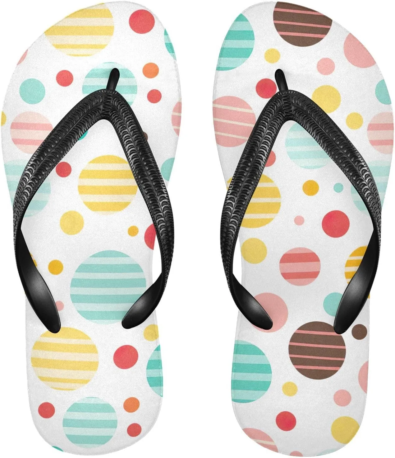 Colorful Dots Funny Womens Flip Flops Sandals Thong Sandals