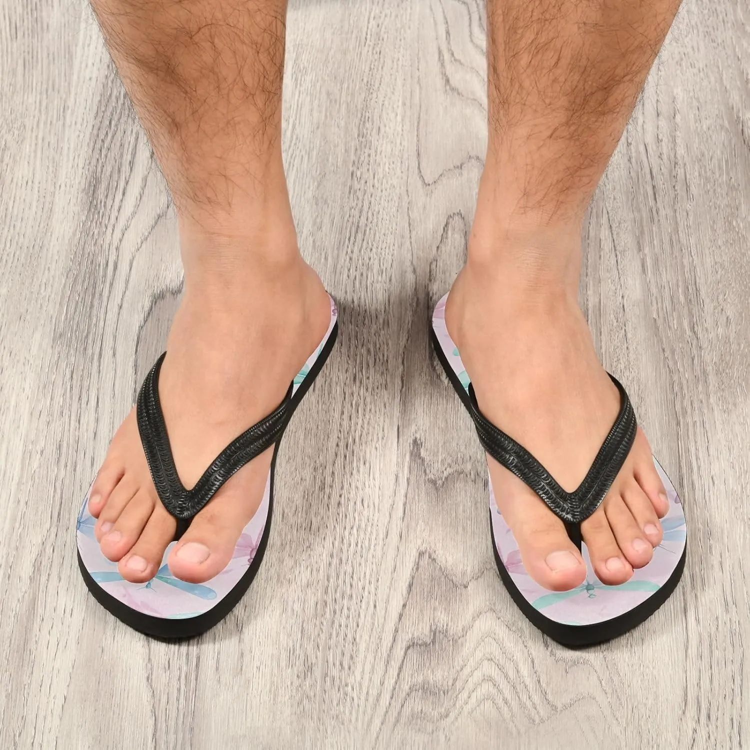 Colorful Dragonflies Womens Flip Flops Sandals Men's Comfortable Thong Sandals