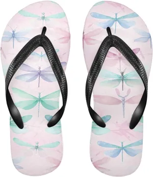 Colorful Dragonflies Womens Flip Flops Sandals Men's Comfortable Thong Sandals