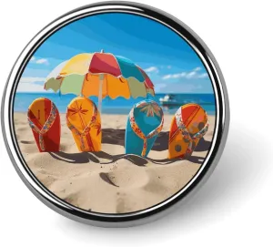 Colorful Flip Flops Beach Ball Round Button Pins Fashion Button Badge Cute Hat Lapel Pin Brooch Pins for Women Men Funny Pins for Backpacks Bags Suits Accessories Cool Metal Lapel Brooch Badge