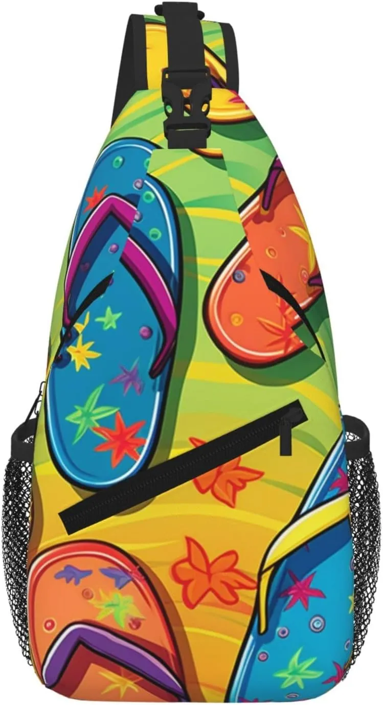 Colorful Flip Flops Printed Cross Chest Bag Diagonally Chest Messenger Bag