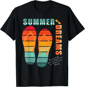 Colorful Flip Flops SUMMER DREAMS Vacation Winter T-Shirt