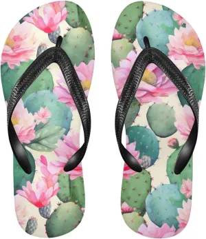 Colorful Green Cactus Flowers Womens Flip Flops Sandals Women Footwear
