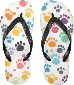 Colorful Paw Womens Flip Flops Sandals Rubber Shower Shoes