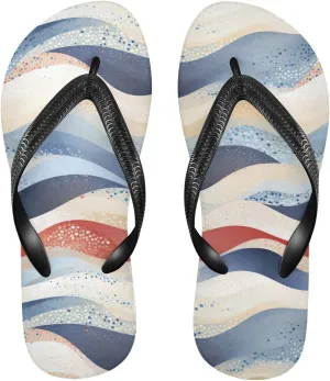 Colorful Waves Ocean Womens Flip Flops Sandals Comfortable Sandals
