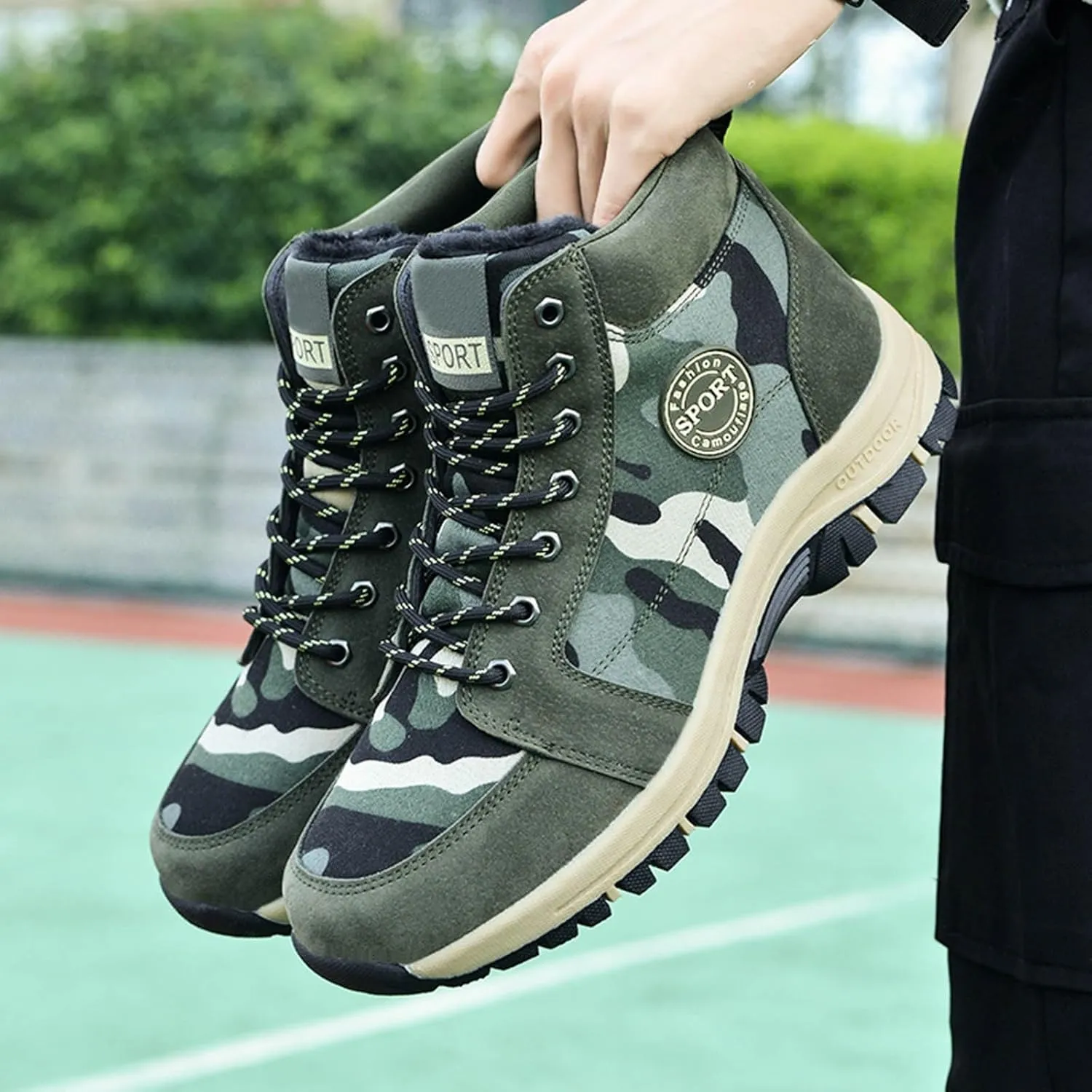 Couples Winter Fashion Winter Camo Green Lace Up Snow Boots Plus Warm Casual Sneakers Youth Beach Shoes