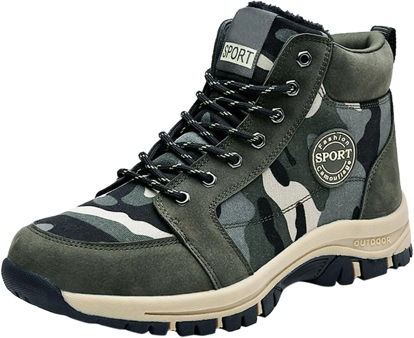 Couples Winter Fashion Winter Camo Green Lace Up Snow Boots Plus Warm Casual Sneakers Youth Beach Shoes