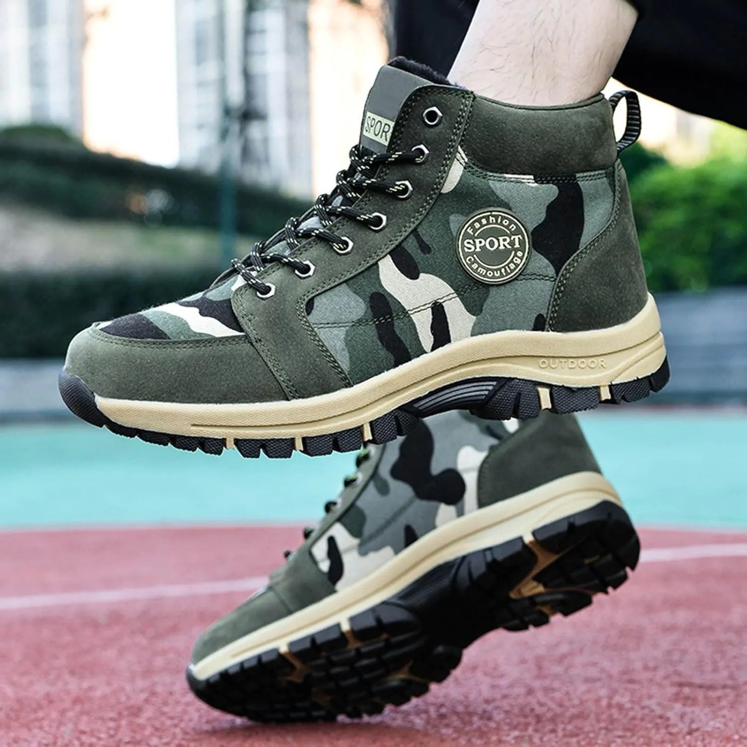 Couples Winter Fashion Winter Camo Green Lace Up Snow Boots Plus Warm Casual Sneakers Youth Beach Shoes