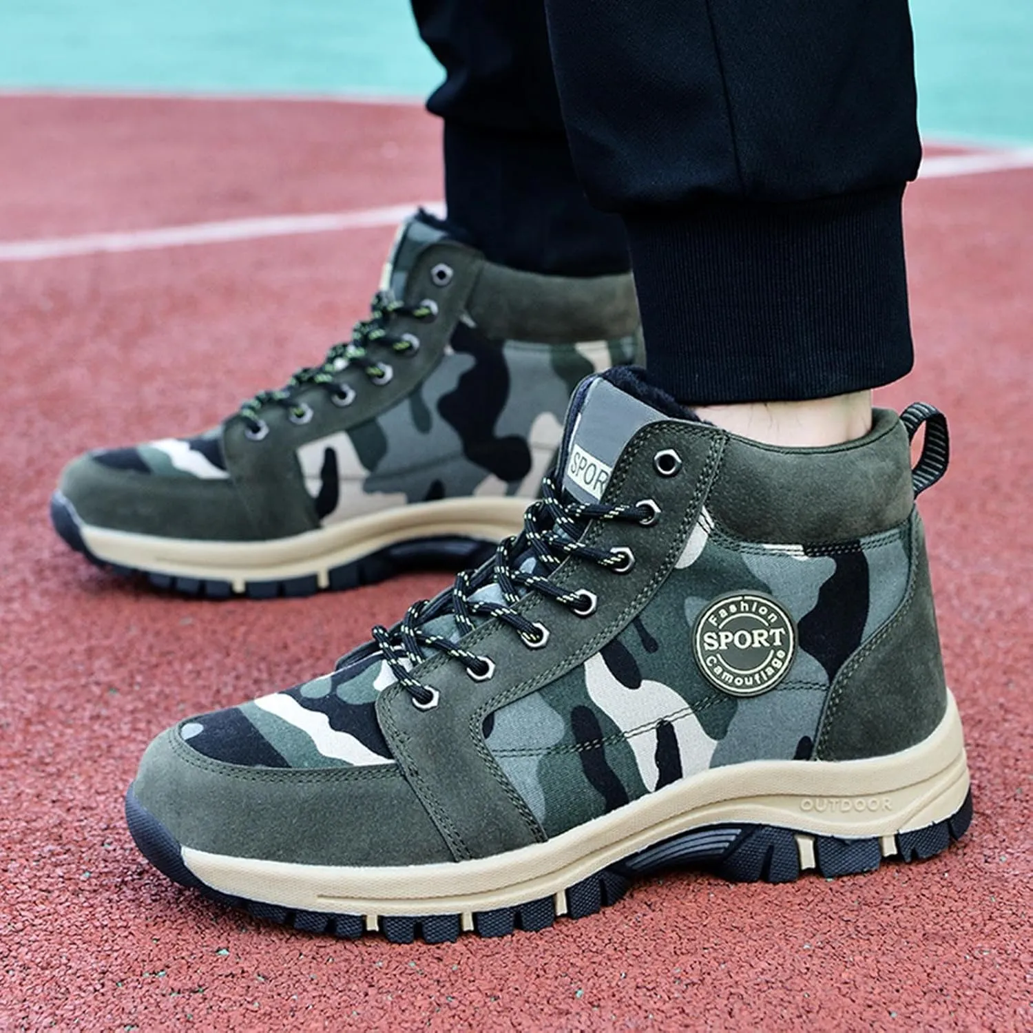 Couples Winter Fashion Winter Camo Green Lace Up Snow Boots Plus Warm Casual Sneakers Youth Beach Shoes