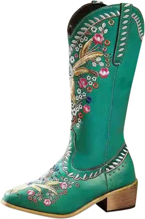 Cowboy Boots for Women Low Heel Over The Knee Boots Hiking Boots Motorcycle Boots Classic Lace Up Shoes Retro Shoes 52