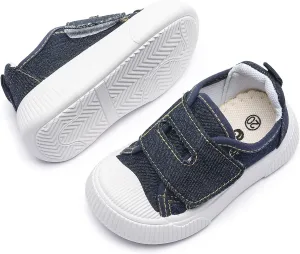 Denim Sneakers for Toddler Boys and Girls with Velcro Slip on Walking Shoes Blue, Size6