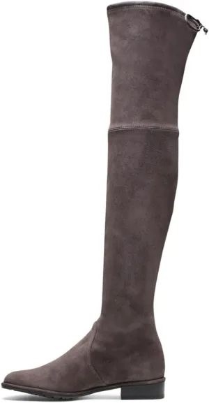 Divanne Knee High Boots, Women's Stretch Suede Over The Knee Boots Round Toe Flat Heel Tall Boots