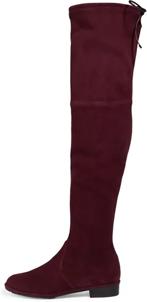 Divanne Knee High Boots, Women's Stretch Suede Over The Knee Boots Round Toe Flat Heel Tall Boots