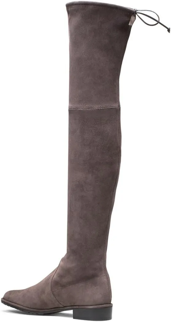 Divanne Knee High Boots, Women's Stretch Suede Over The Knee Boots Round Toe Flat Heel Tall Boots