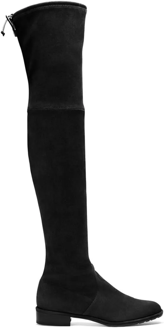 Divanne Knee High Boots, Women's Stretch Suede Over The Knee Boots Round Toe Flat Heel Tall Boots