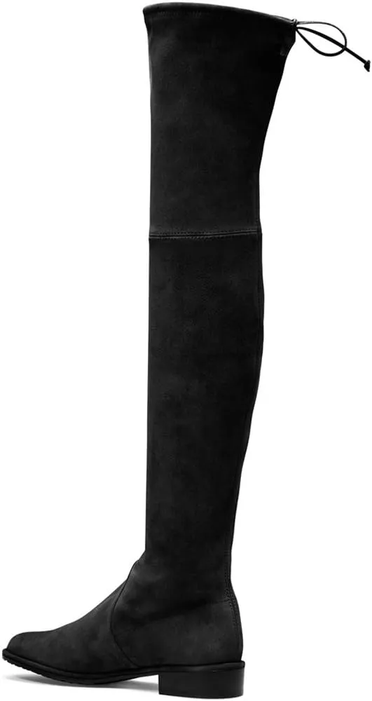 Divanne Knee High Boots, Women's Stretch Suede Over The Knee Boots Round Toe Flat Heel Tall Boots