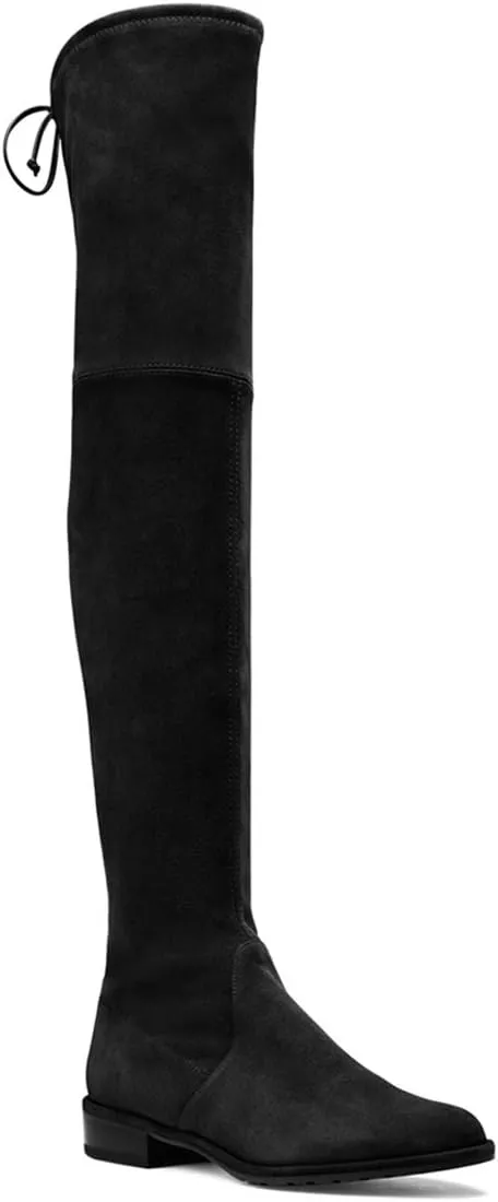 Divanne Knee High Boots, Women's Stretch Suede Over The Knee Boots Round Toe Flat Heel Tall Boots