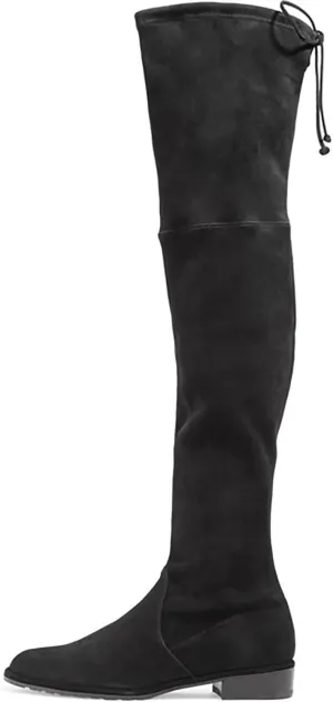 Divanne Knee High Boots, Women's Stretch Suede Over The Knee Boots Round Toe Flat Heel Tall Boots