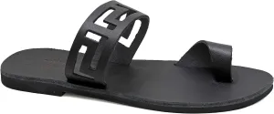 Emmanuela Ancient Greek Handmade Leather Flat Toe Ring Sandals, Quality Slide on Strappy Sandals, Quality Slide on Summer Shoes for Women, Open Toe Sliders, Boho Chic Mules