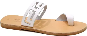 Emmanuela Ancient Greek Handmade Leather Flat Toe Ring Sandals, Quality Slide on Strappy Sandals, Quality Slide on Summer Shoes for Women, Open Toe Sliders, Boho Chic Mules