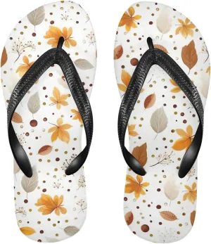 Fall Colorful Leaves Womens Flip Flops Sandals Comfortable Thong Sandals