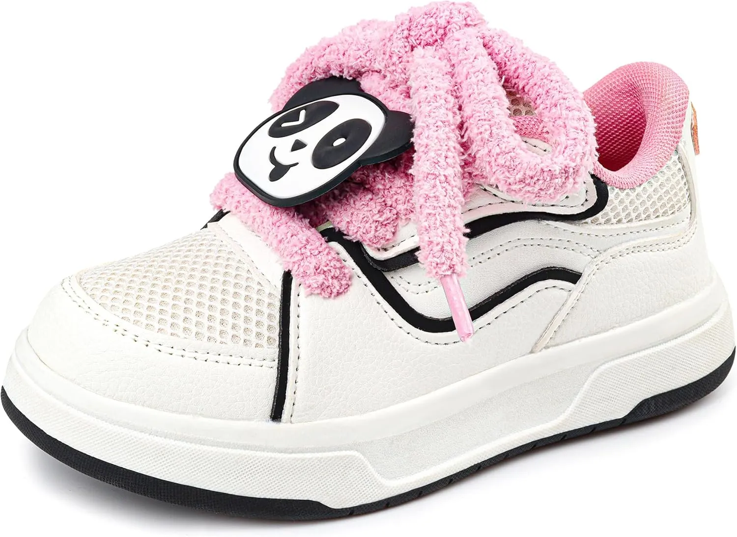 Fashion Chunky Platform Sneakers for Girls with Cute Panda Decor,Breathable Mesh Anti-Slip Rubber Sole Stylish Slip On & Kids Toddler Girl Kids Tennis Shoes Pink White Sneaker
